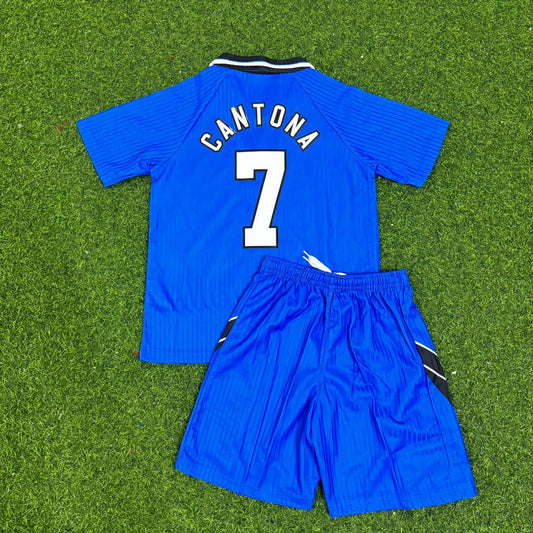 Eric Cantona Manchester United 1996-1997 Blue Retro Kids Football Jersey