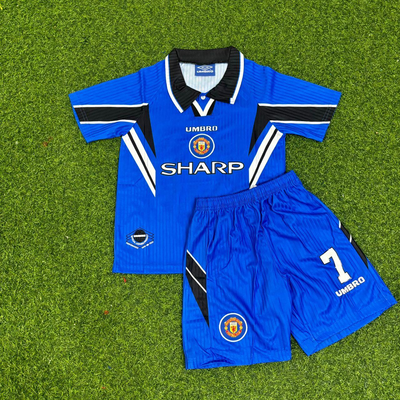 Eric Cantona Manchester United 1996-1997 Blue Retro Kids Football Jersey