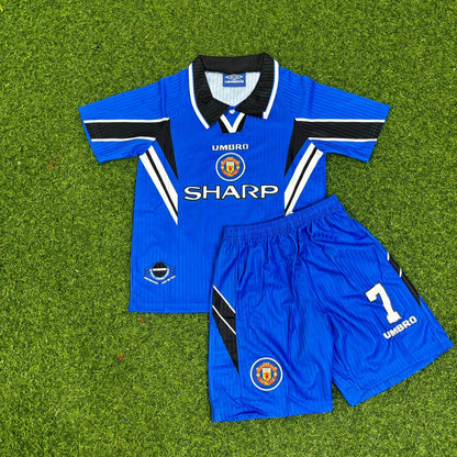 Eric Cantona Manchester United 1996-1997 Blue Retro Kids Football Jersey
