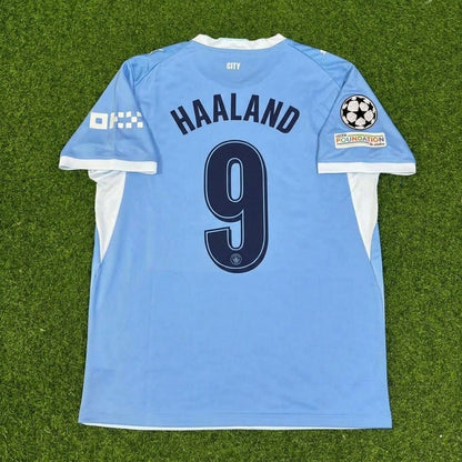 Erling Haaland #9 Manchester City 2026-27 Home Champions League Patch Football Jersey