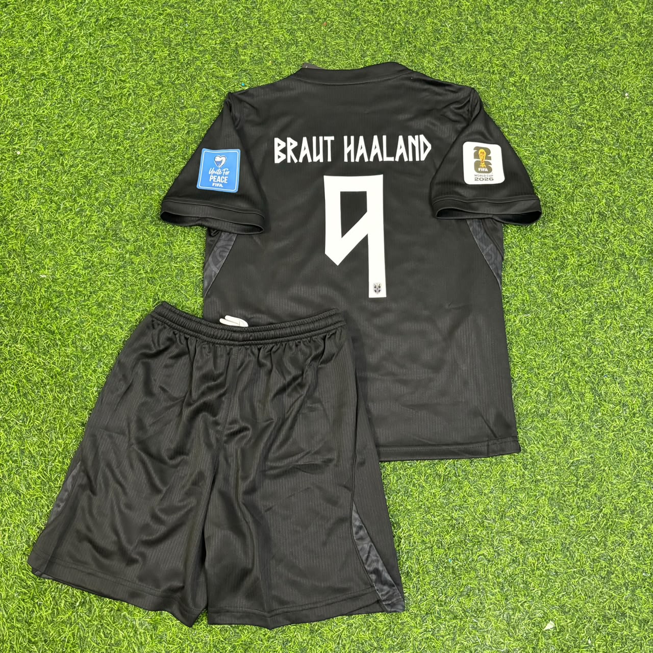 Norway World Cup 2026 Erling Braut Haaland #9 Black Away Kids Football Jersey