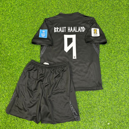 Norway World Cup 2026 Erling Braut Haaland #9 Black Away Kids Football Jersey