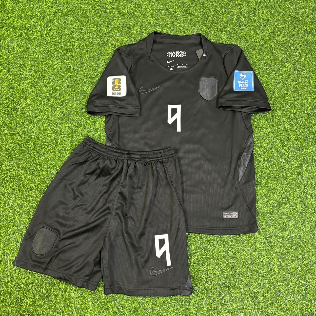 Norway World Cup 2026 Erling Braut Haaland #9 Black Away Kids Football Jersey