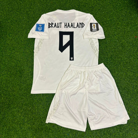 Norway World Cup 2026 Erling Braut Haaland #9 White Kids Football Jersey