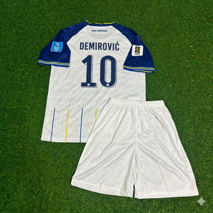 Bosnia and Herzegovina World Cup 2026 Ermedin Demirovic White Kids Kit Football Jersey