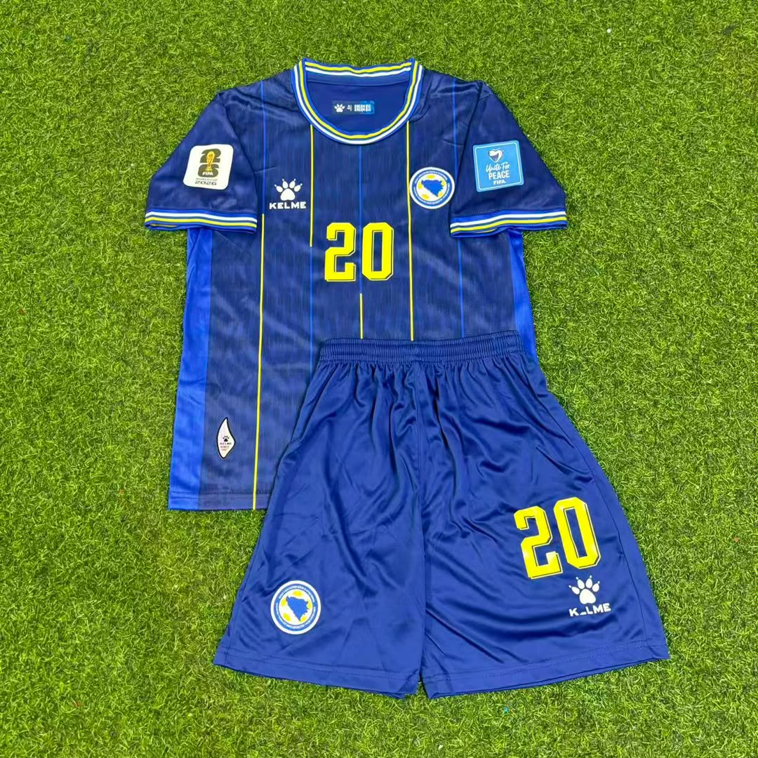 Bosnia and Herzegovina World Cup 2026 Esmir Bajraktarević Dark Blue Kids Football Jersey
