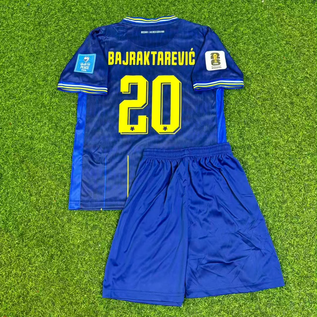 Bosnia and Herzegovina World Cup 2026 Esmir Bajraktarević Dark Blue Kids Football Jersey