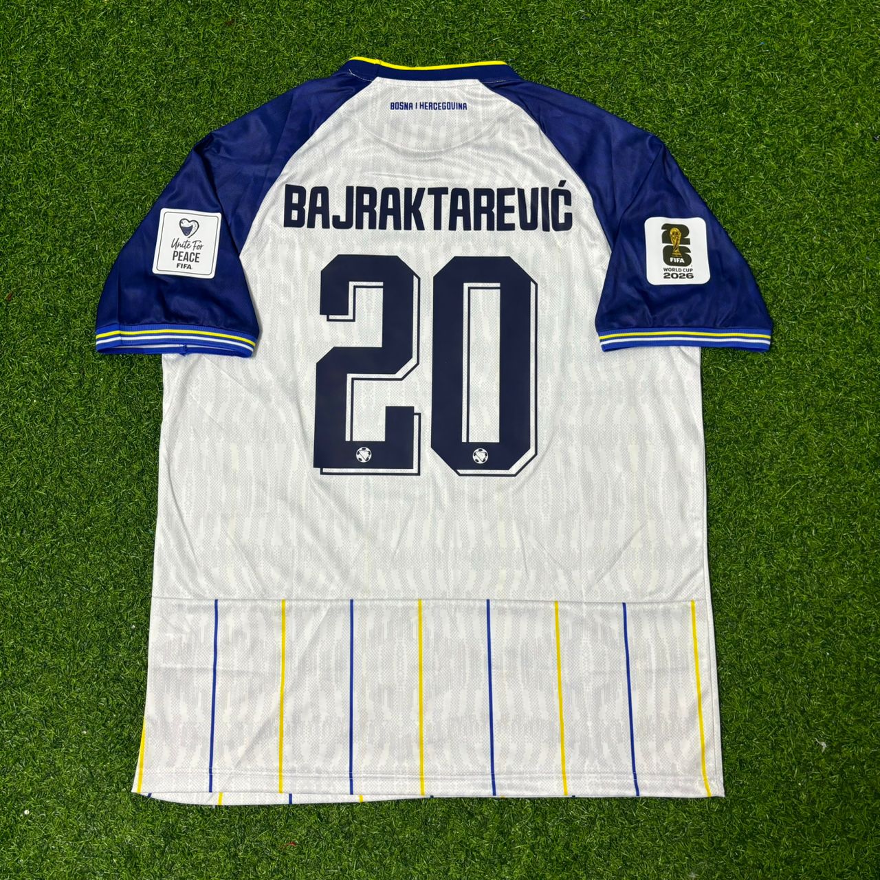 Bosnia and Herzegovina World Cup 2026 Esmir Bajraktarević Away White Football Jersey