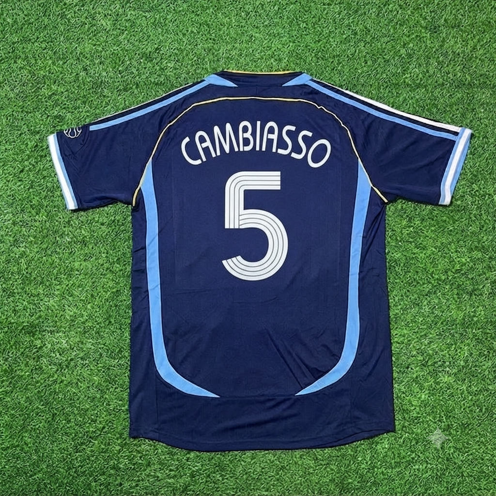 Argentina World Cup 2006 Esteban Cambiasso #5 Dark Blue Home Retro Football Jersey Kit