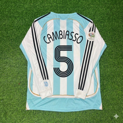 Argentina World Cup 2006 Esteban Cambiasso #5 Retro Long Sleeve Football Jersey
