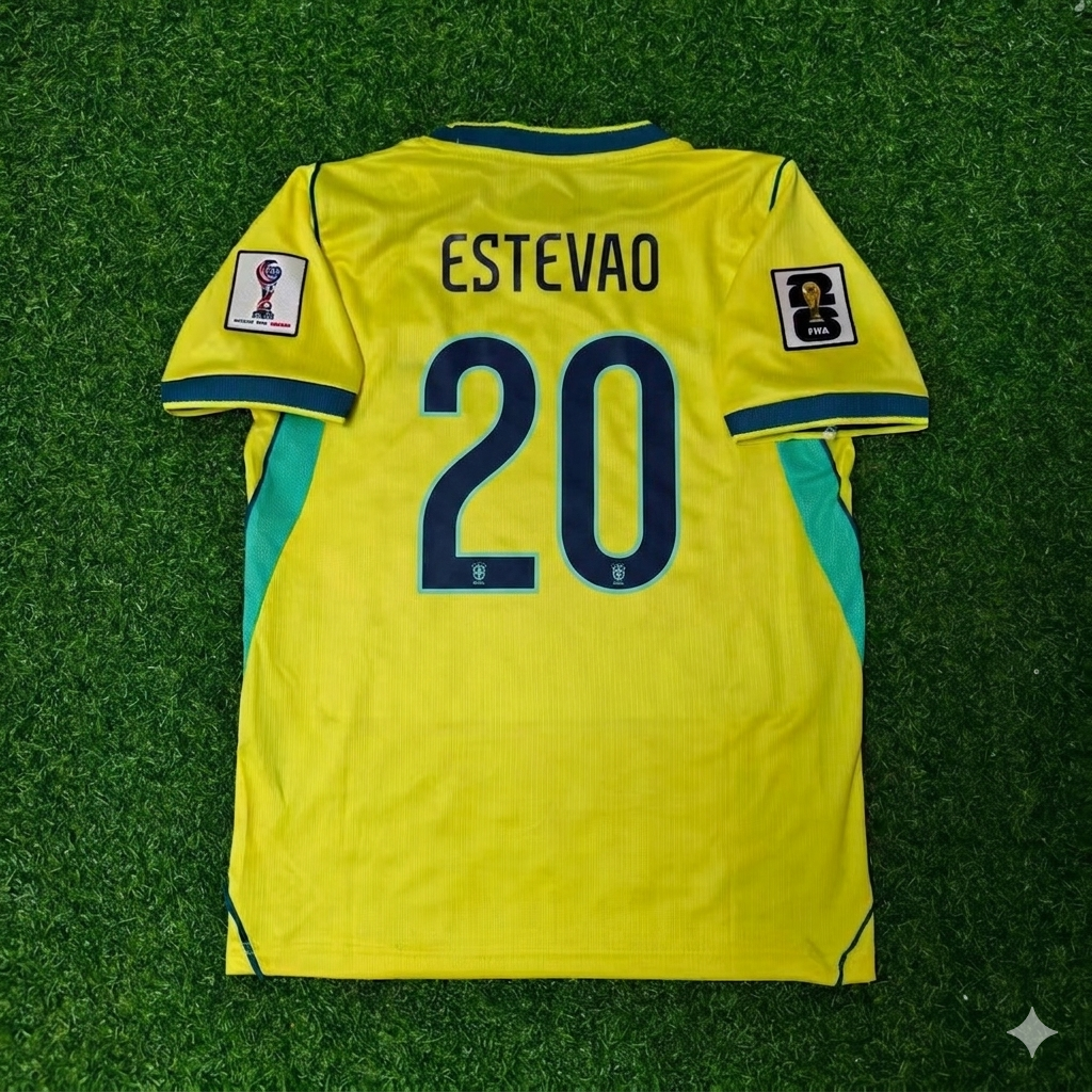 Brazil World Cup 2026 Estêvão Willian #20 Yellow Home Football Jersey