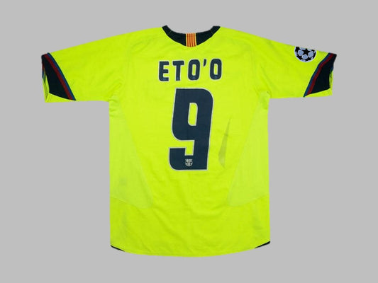 #9 Samuel Eto`o Barcelona 2005 2006 Green Yellow Retro Jersey Trikot Maillot Soccer Kit