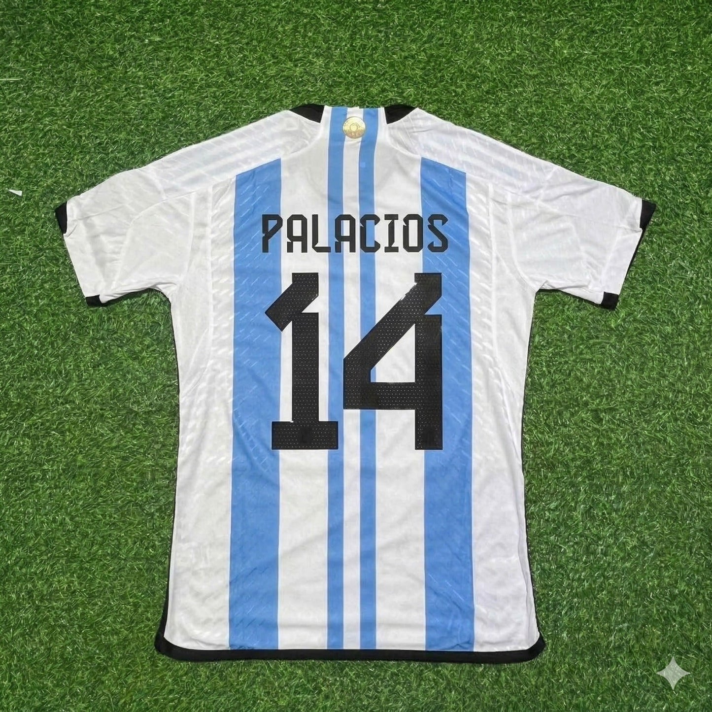 Argentina World Cup 2022 Exequiel Palacios 14- Qatar Champion Home Football Jersey