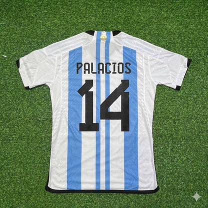 Argentina World Cup 2022 Exequiel Palacios 14- Qatar Champion Home Football Jersey