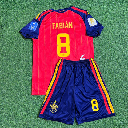 Spain World Cup 2026 Fabian Ruiz #8 Home Kids Football Jersey