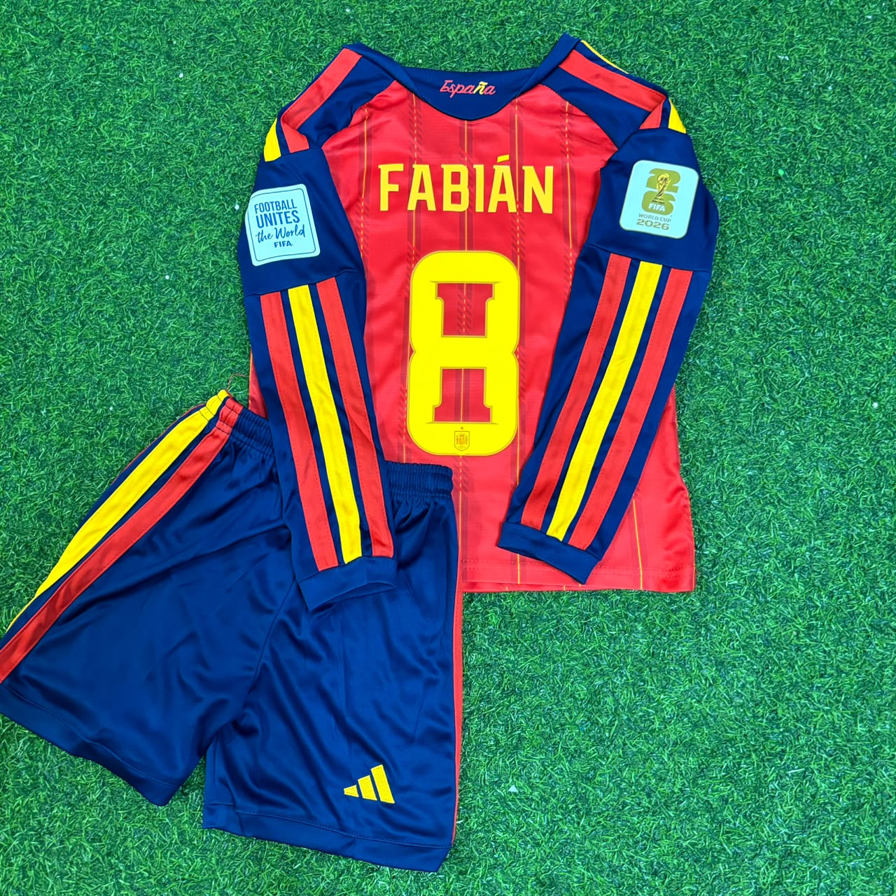 Spain World Cup 2026 Fabian Ruiz Kids Home Long Sleeve Football Jersey