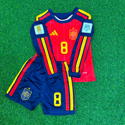 Spain World Cup 2026 Fabian Ruiz Kids Home Long Sleeve Football Jersey