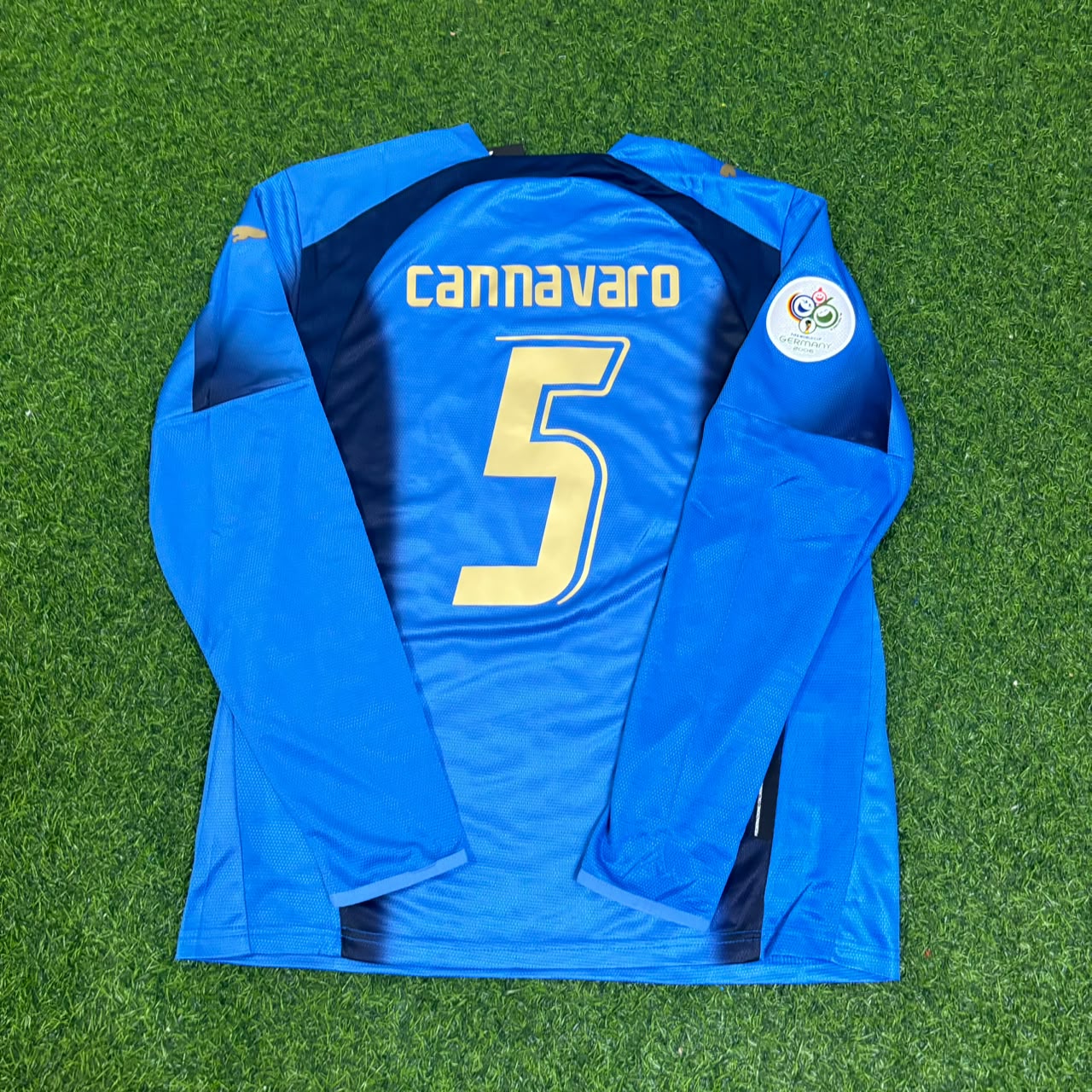 Italy World Cup 2006 Fabio Cannavaro #5 Final Long Sleeve Retro Football Jersey