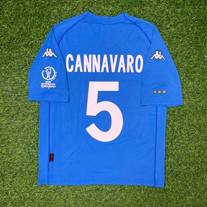 Italy World Cup 2002 Fabio Cannavaro #5 Home Retro Football Jersey