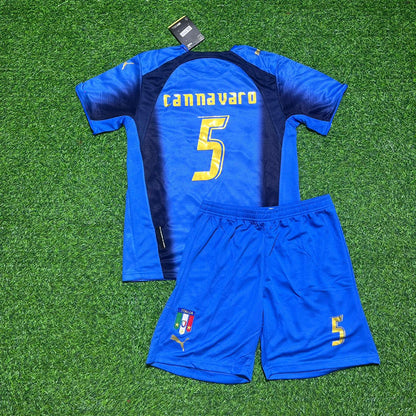 Italy World Cup 2006 Fabio Cannavaro Final Retro Kids Football Jersey