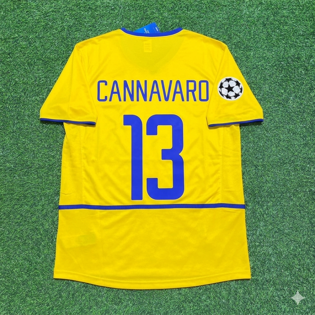 Fabio Cannavaro Inter Milan 2002-2003 Yellow Retro Football Jersey Kit
