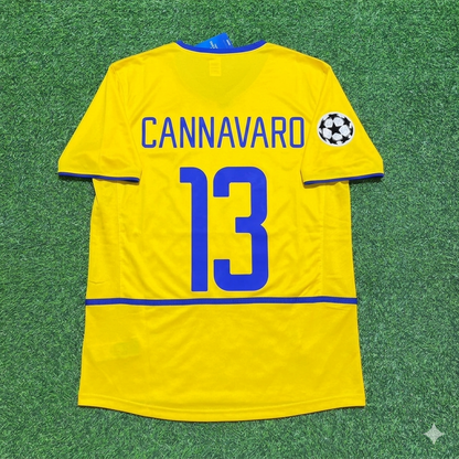 Fabio Cannavaro Inter Milan 2002-2003 Yellow Retro Football Jersey Kit