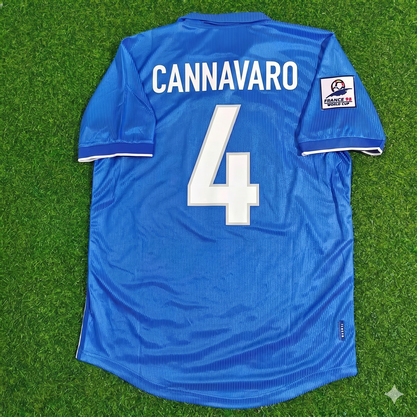 Italy World Cup 1998 Fabio Cannavaro Home Blue Retro Football Jersey