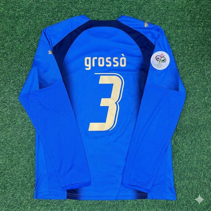 Italy World Cup 2006 Fabio Grosso #3 Final Long Sleeve Retro Football Jersey
