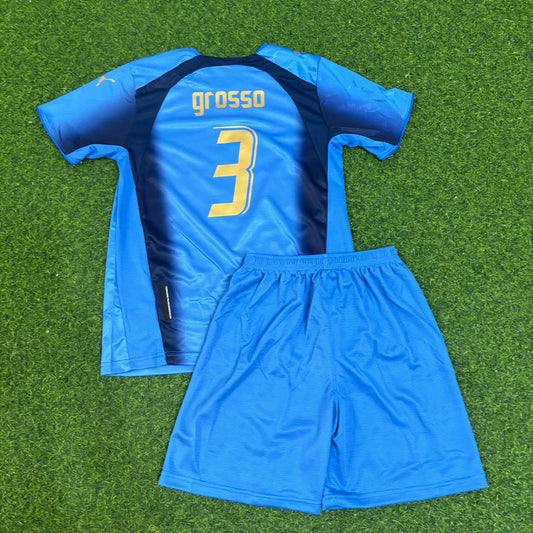 Italy World Cup 2006 Fabio Grosso 3- Final Retro Kids Football Jersey Kinder
