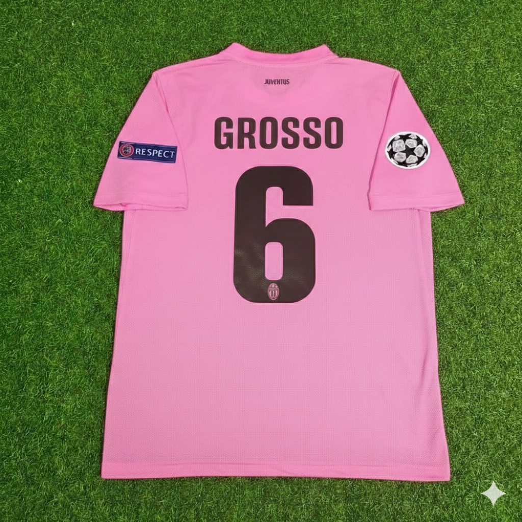 Fabio Grosso Juventus Pink 2012 2013 Season Retro Football Jersey