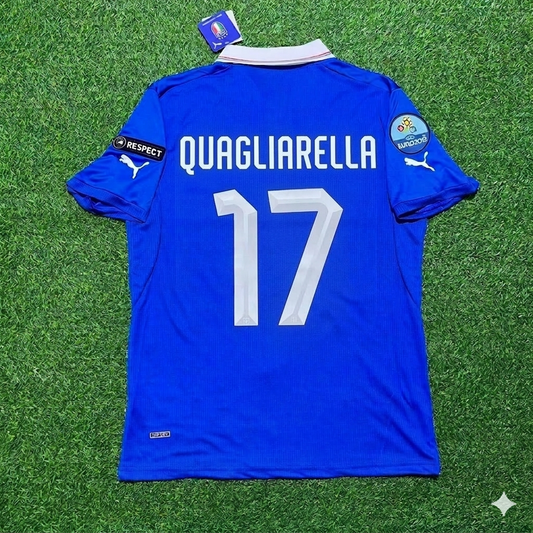 Italy EURO 2012 Fabio Quagliarella 17- Retro Home Football Jersey