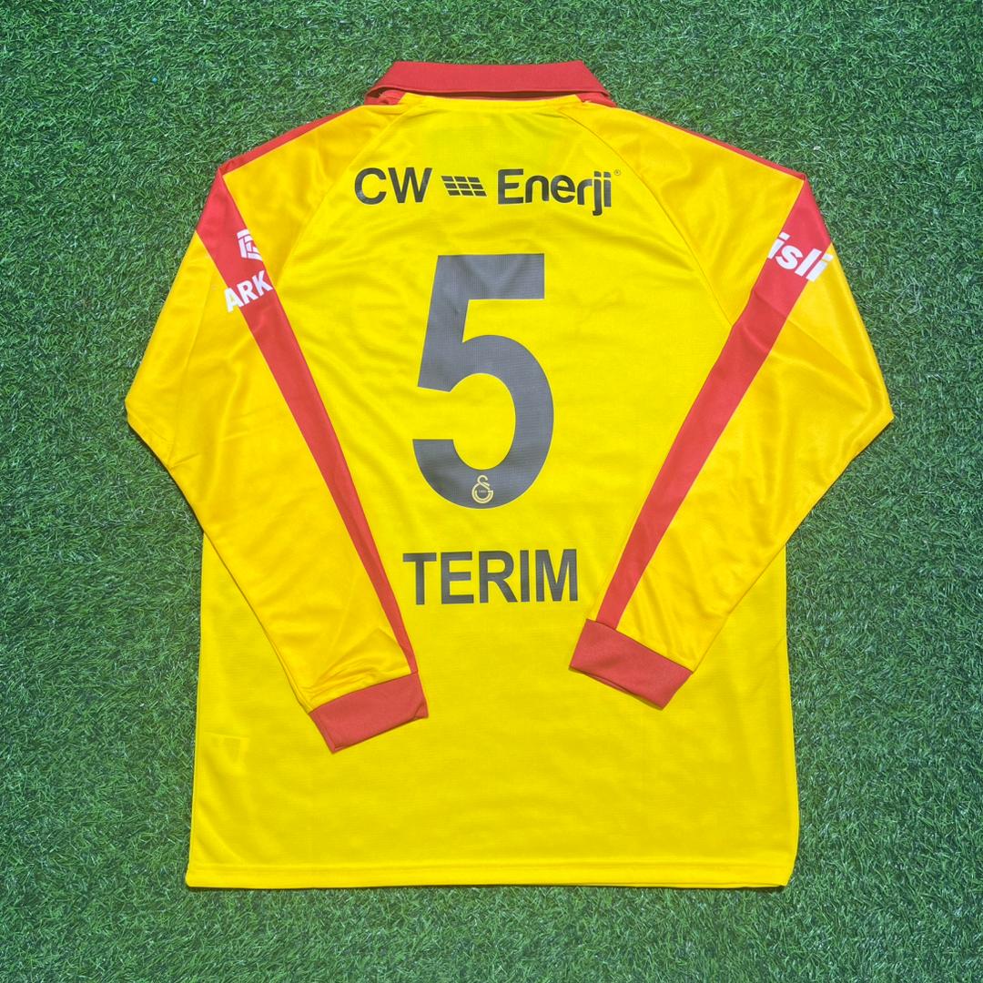 Fatih Terim Galatasaray Legendary Vintage Yellow Long Sleeve Football Jersey Kit