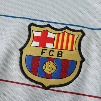 FC Barcelona 03/04 Season Long Sleeved Gray Retro Football Jersey Kit