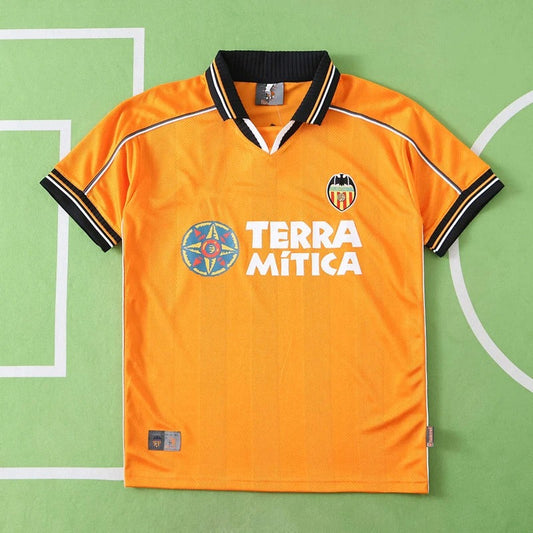 1999 Valencia CF 2000 Orange Retro Jersey Camiseta Soccer Kit