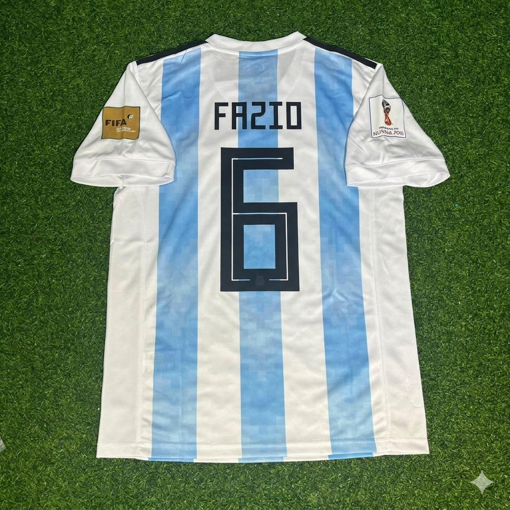 Argentina World Cup 2018 Federico Fazio #6 Home Retro Football Jersey