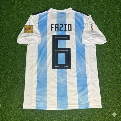 Argentina World Cup 2018 Federico Fazio #6 Home Retro Football Jersey
