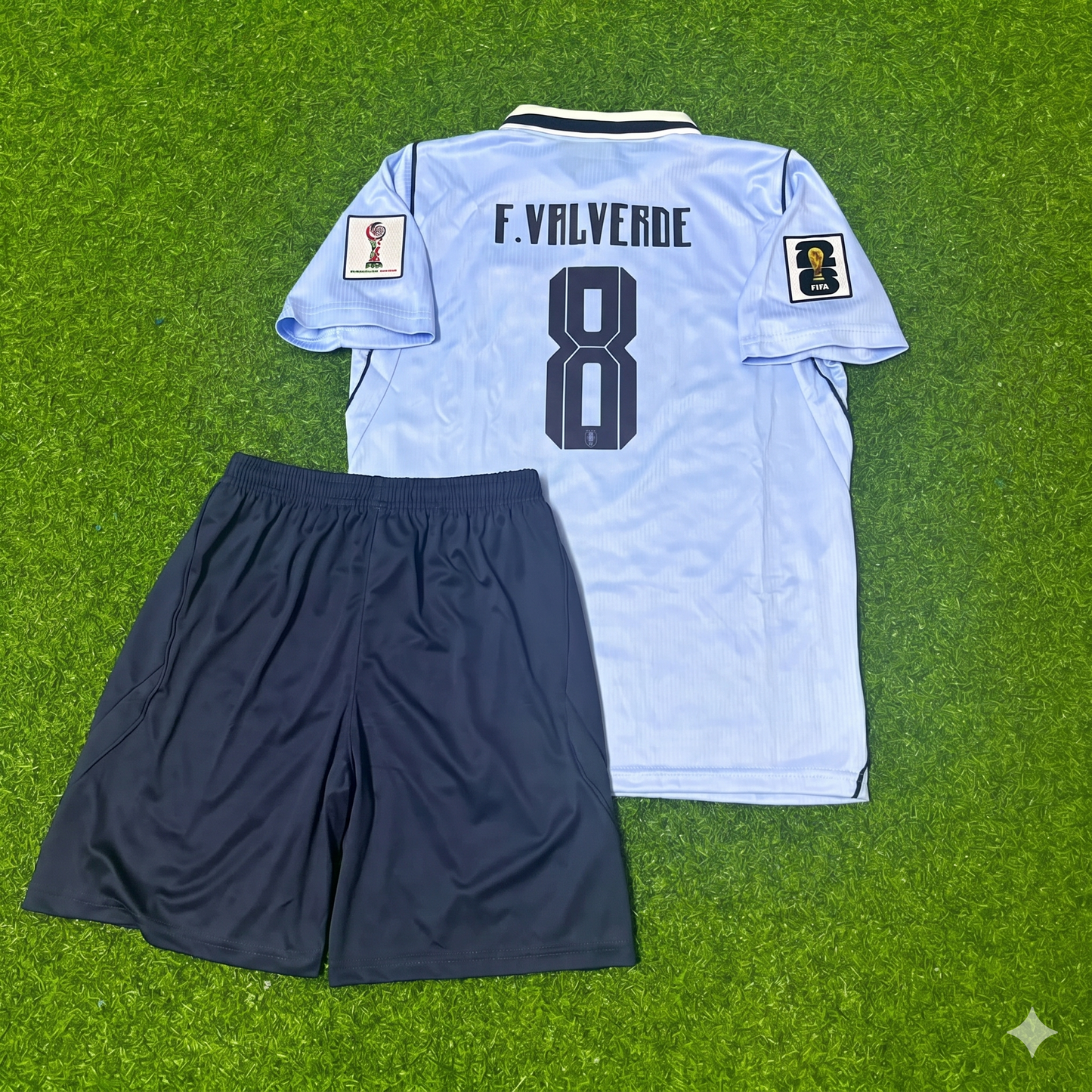 Uruguay World Cup 2026 Federico Valverde #8 Kids Home Sky Blue Football Jersey