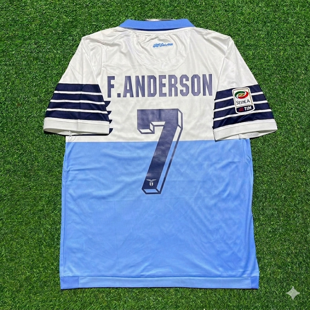 Felipe Anderson #7 Lazio White Blue Retro Home Football Jersey Kit
