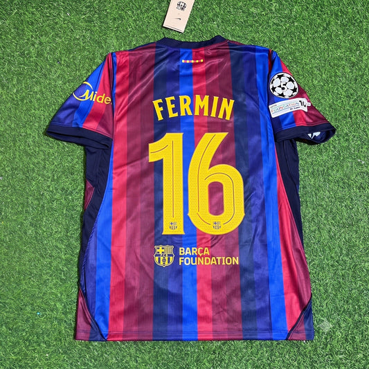 Fermin Lopez #16 Barcelona 2027 Champions League Patch Home Football Jersey