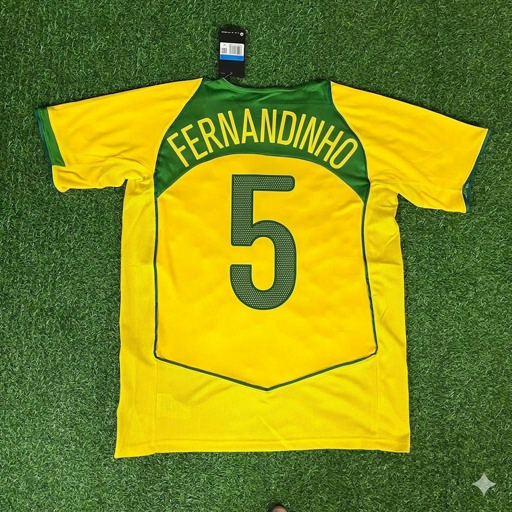 Fernandinho 5 Brazil Retro Football Jersey Kit
