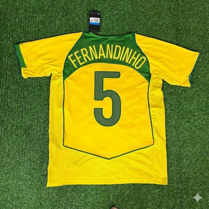 Fernandinho 5 Brazil Retro Football Jersey Kit