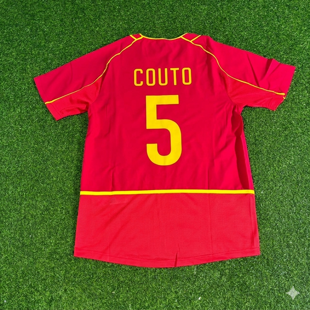 Fernando Couto #5 Portugal 2002 Retro Home Red Football Jersey Kit