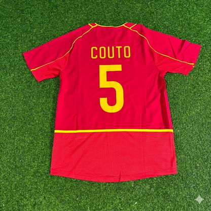 Fernando Couto #5 Portugal 2002 Retro Home Red Football Jersey Kit