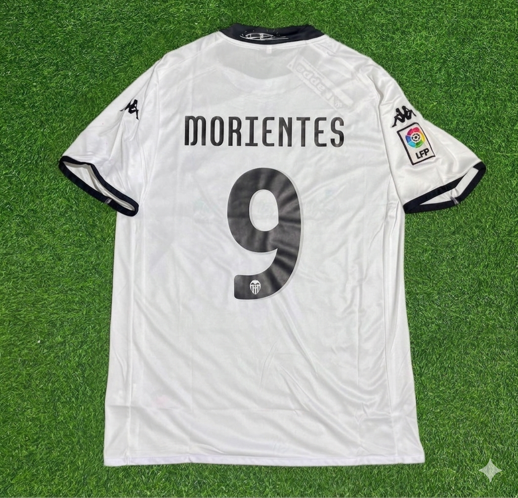 Fernando Morientes #9 Valencia White Retro Football Jersey Kit