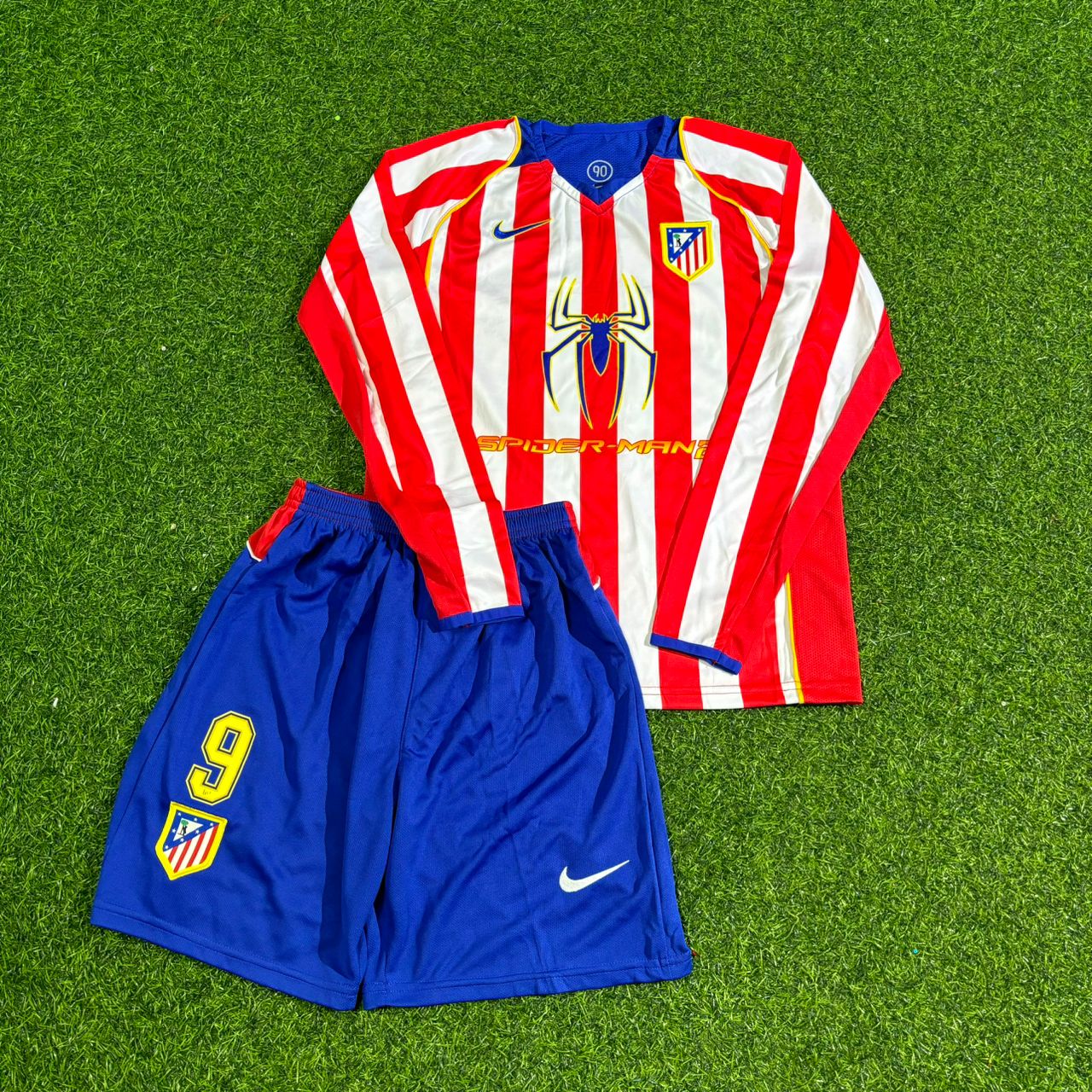 Fernando Torres Atlético Madrid Kids 2004-2005 Spider-Man Long Sleeve Retro Football Jersey Kit