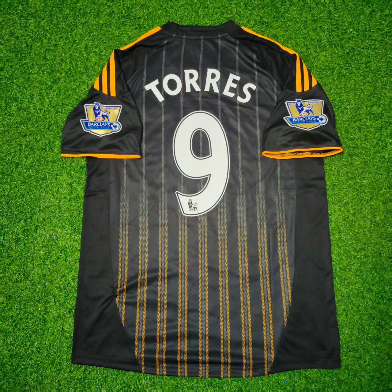 Fernando Torres Chelsea 2010-2011 Black Orange Away Retro Football Jersey Kit