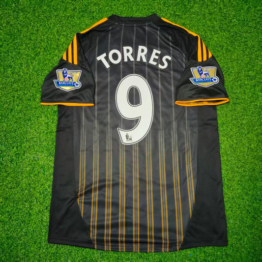 Fernando Torres Chelsea 2010-2011 Black Orange Away Retro Football Jersey Kit