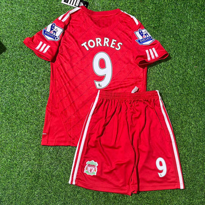 Fernando Torres Liverpool 2010/2011 Season Kids Red Retro Football Jersey Kit