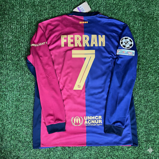 Ferran Torres 7- Barcelona 2025 Champions League Long Sleeve Football Jersey