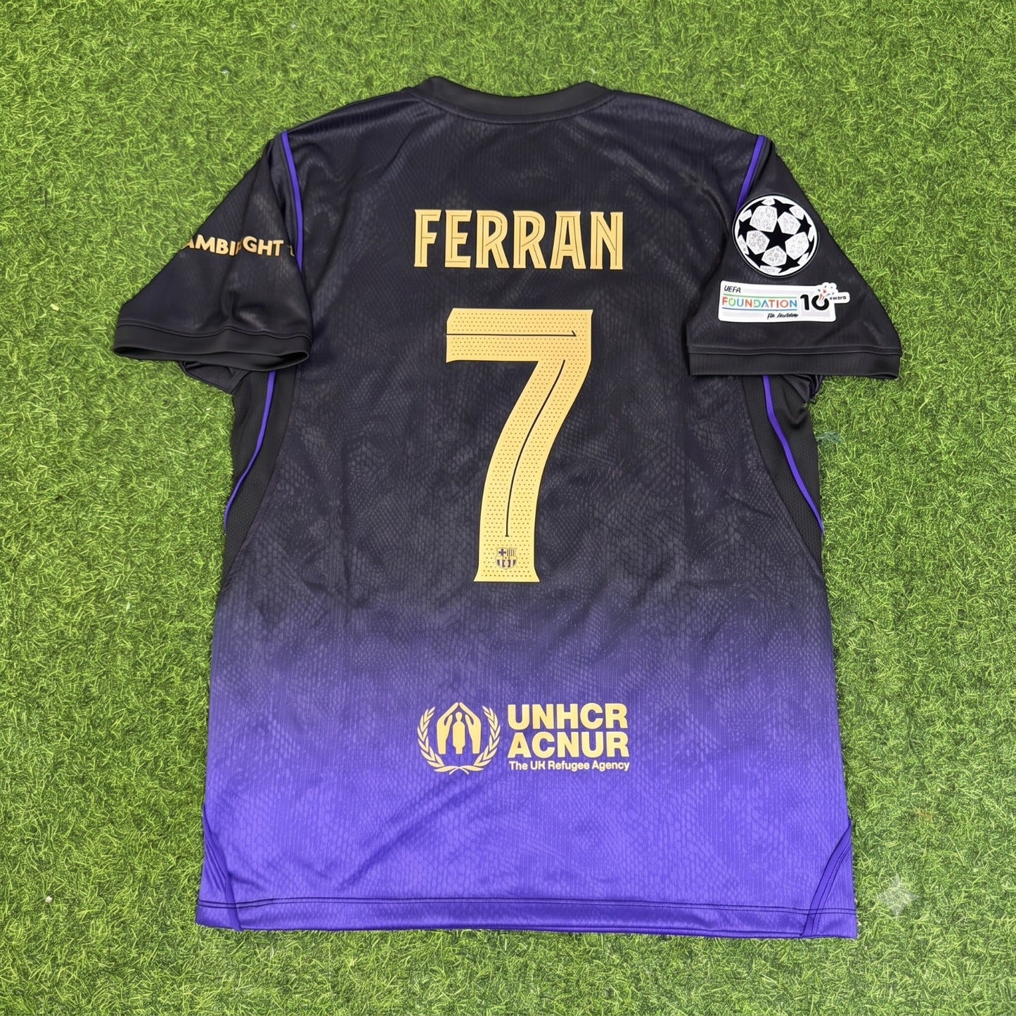 Ferran Torres #7 Barcelona 2027 Champions League Patch Away Football Jersey